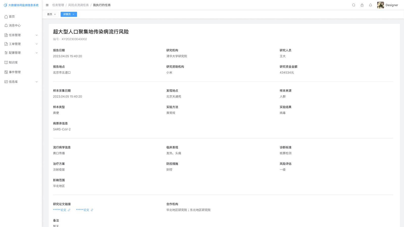 详情页:大数据协同监测信息系统 UI 设计稿